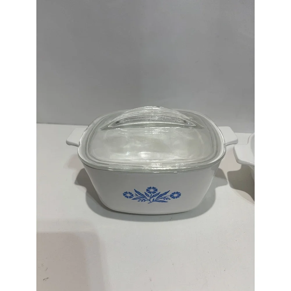 Corning Ware Casserole Dish Set 1QT & 1.5QT White Blue Cornflower Vintage descri